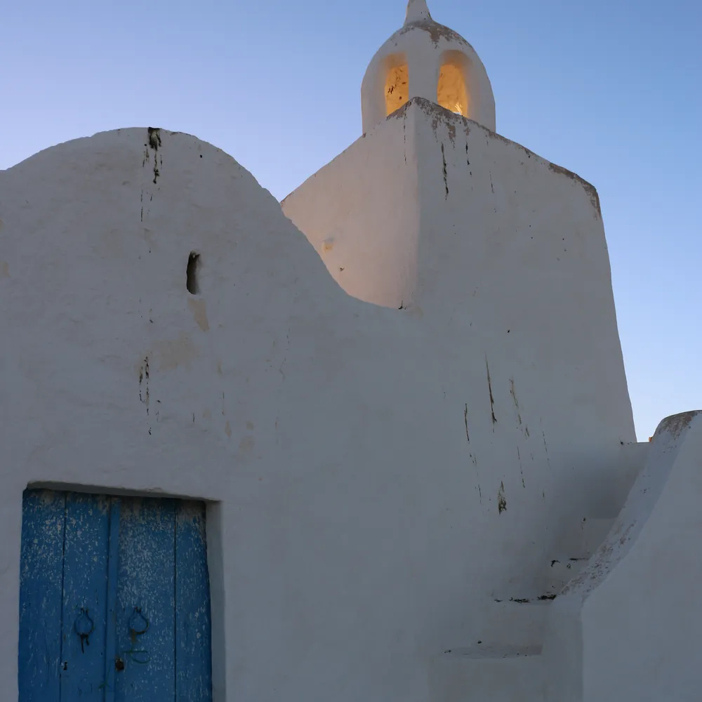 Mosquée blanche de Djerba dans la lumière du soir